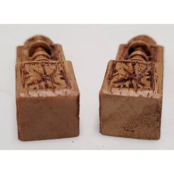 Vintage Set of 2 Miniature Dollhouse Wood Doorstops With Chess Piece Design - Picture 3 of 7